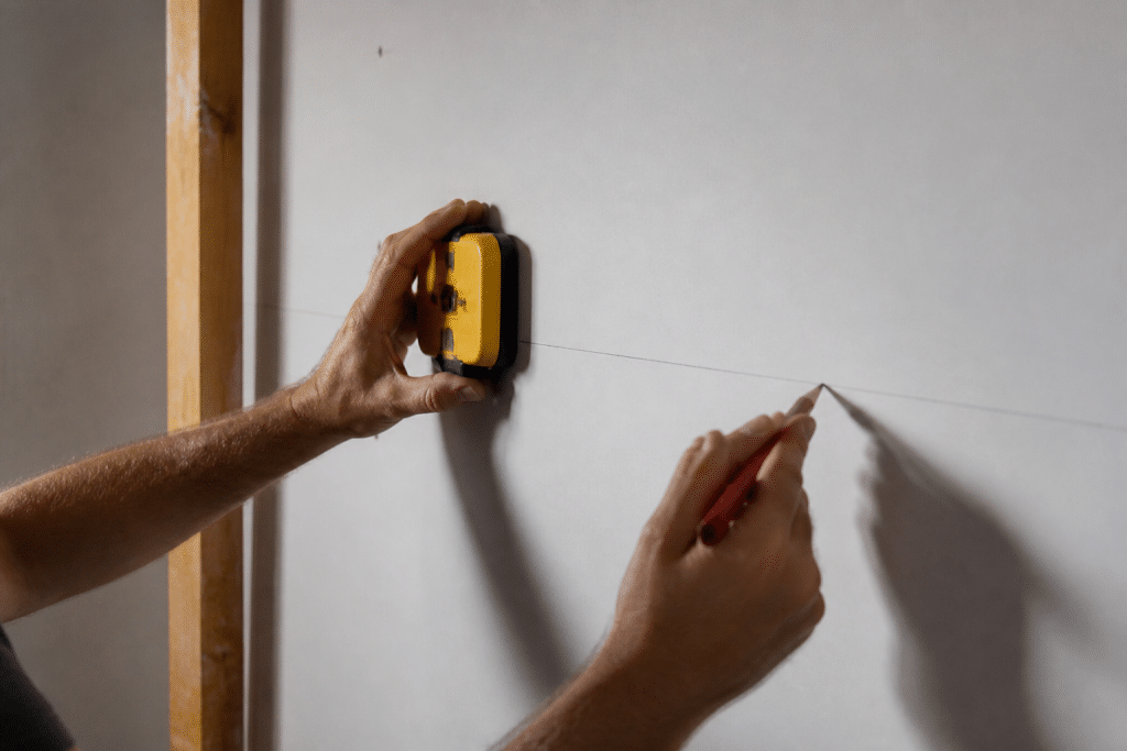 Detecteur mural traçant parcours crayon horizontal cloison