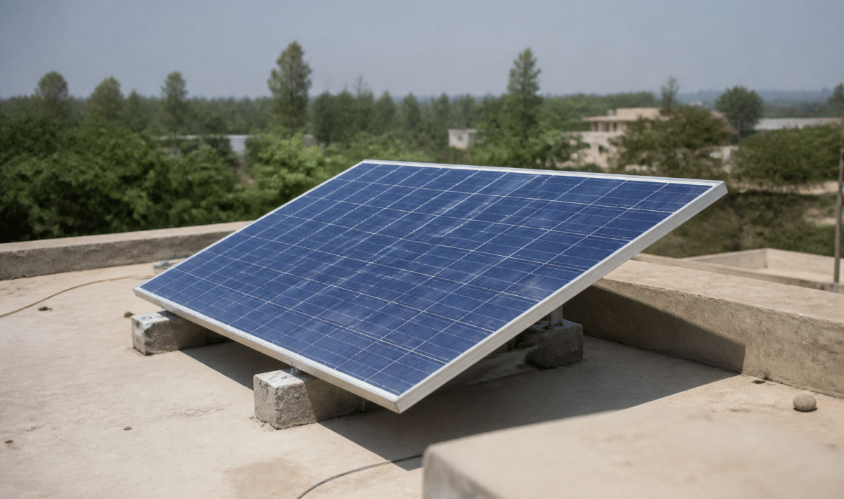 Panneau solaire incline vers le sud en fonction de la position geographique