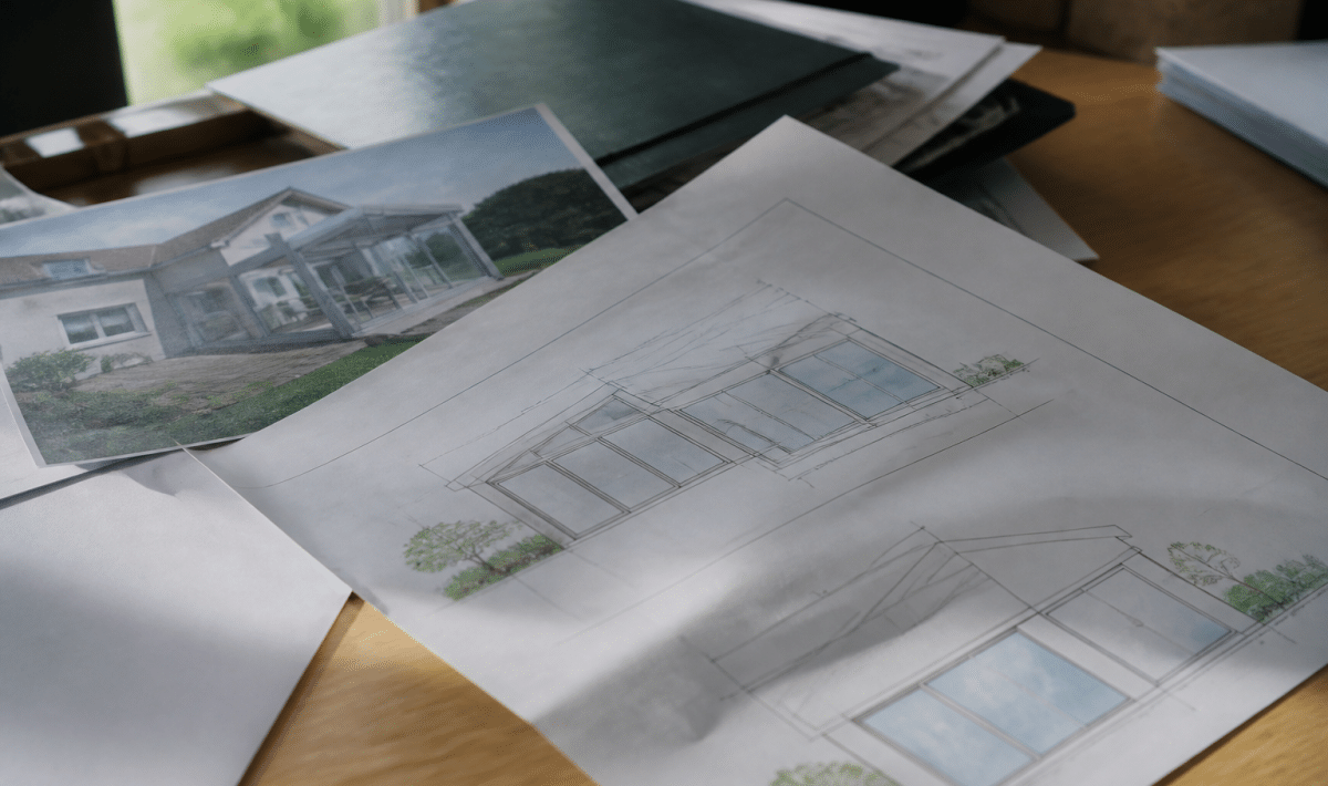 Document administratif avec plans architecturaux veranda adossee maison