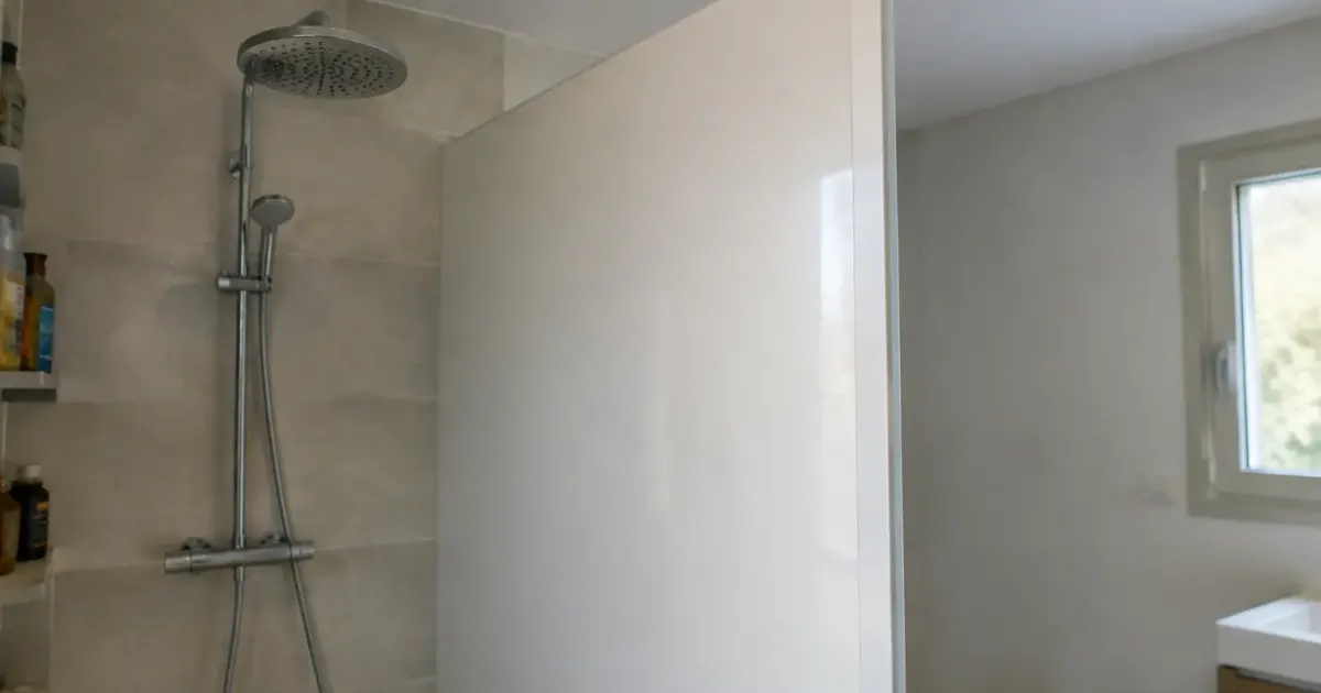 Paroi blanche verticale isolant zone douche salle bains